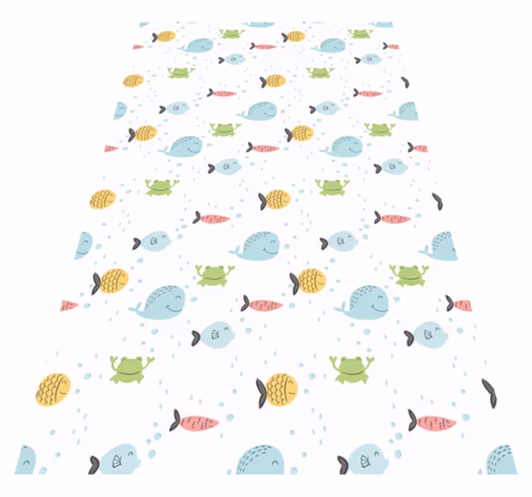 Tapis vinyle animal poissons colorés sur fond blanc - TenStickers