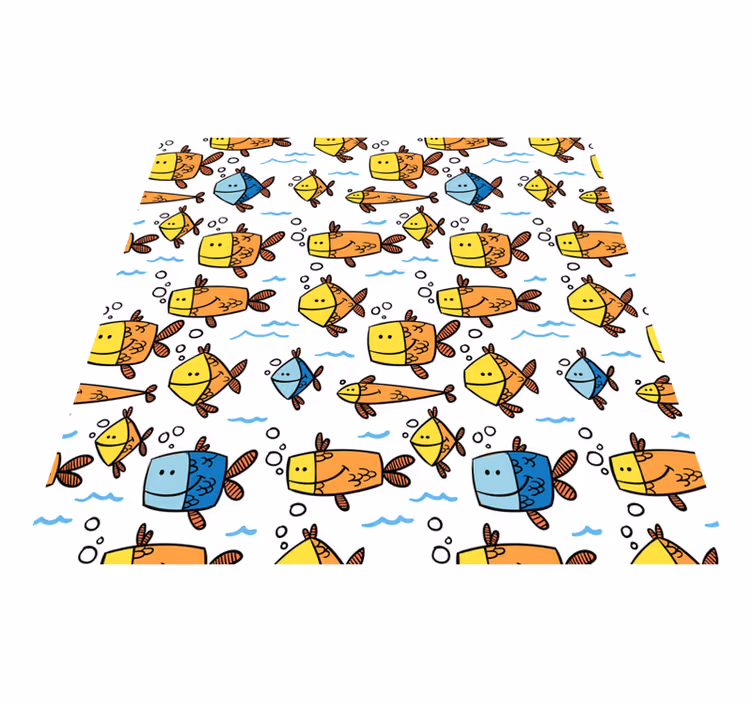 Tapis vinyle animal style enfants poissons multicolores - TenStickers