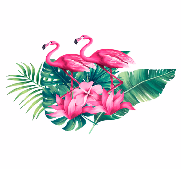 Tapis vinyle animal flamants et feuillage - TenStickers