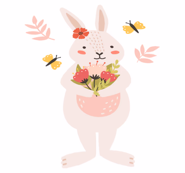 Tapis vinyle animal œuvre d'art adorable de lapin - TenStickers