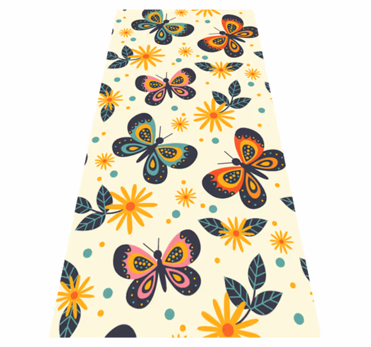 Tapis vinyle animal illustrations de papillons colorés - TenStickers