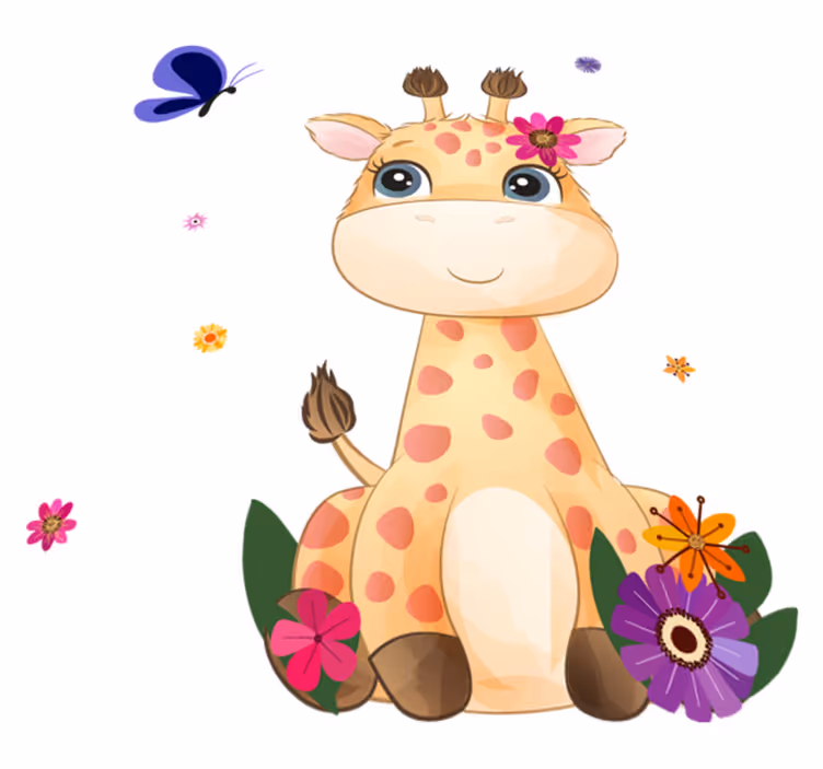 Tapis vinyle animal afrique sauvage fille girafe - TenStickers