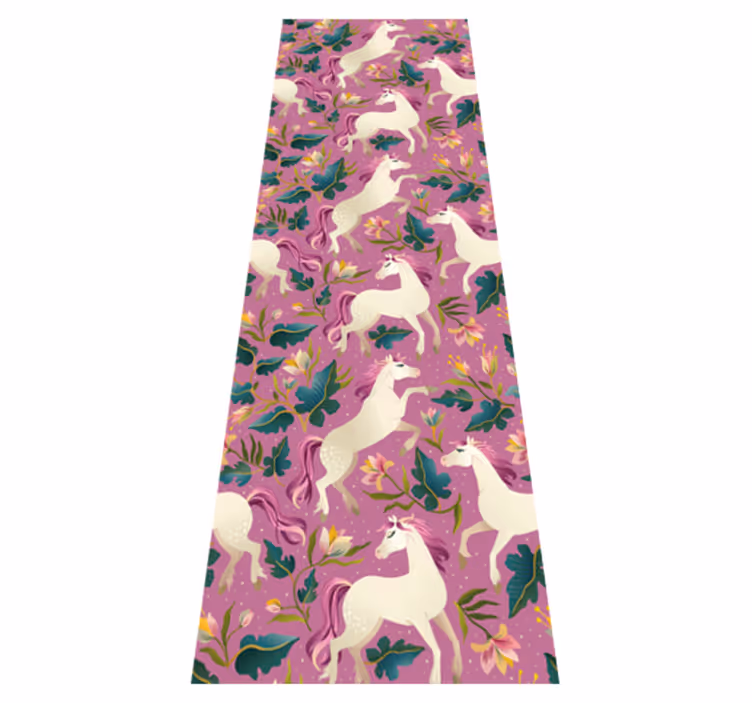 Tapis vinyle animal design de cheval floral rose - TenStickers