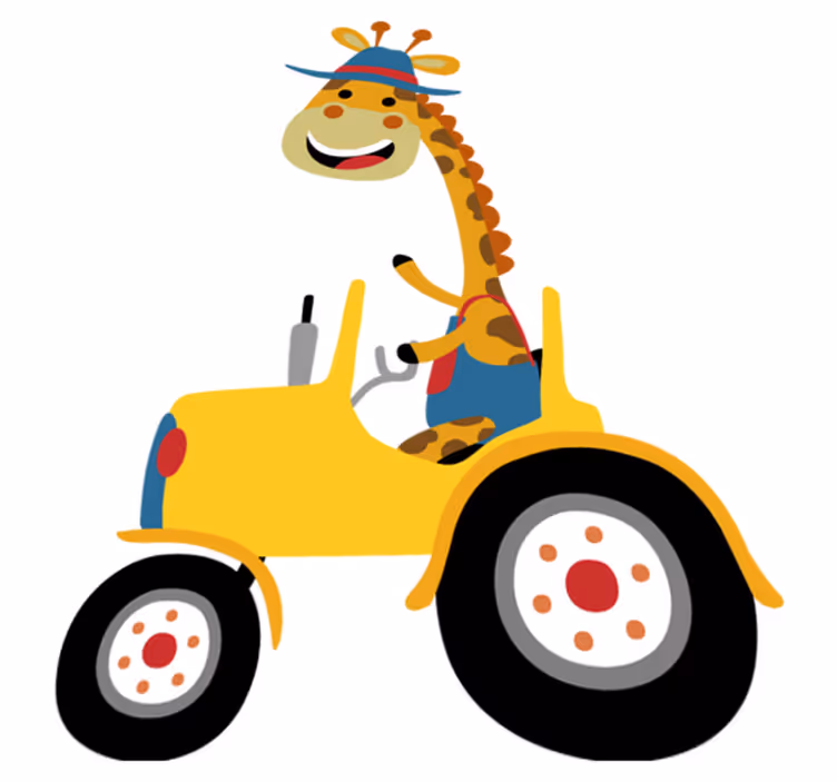 Tapis vinyle animal girafe heureuse tracteur - TenStickers