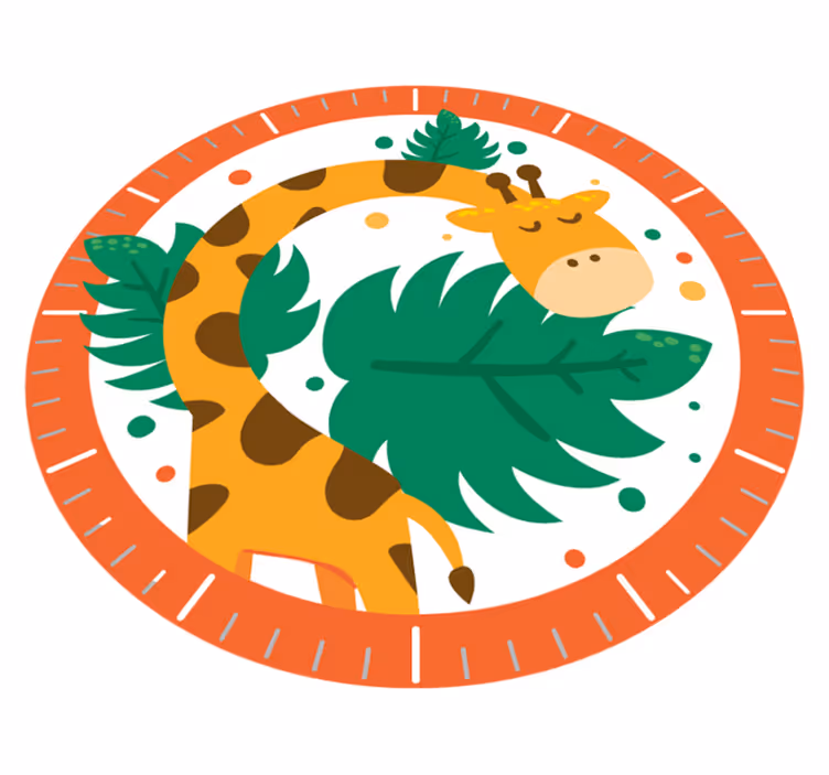 Tapis vinyle animal horloge enfant avec girafe - TenStickers