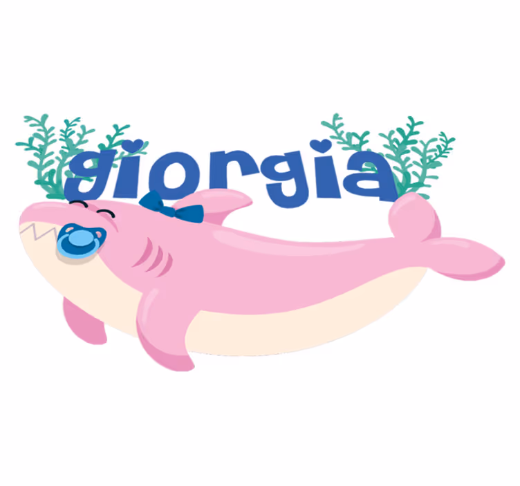 Tapis vinyle animal bébé requin avec prénom fille - TenStickers