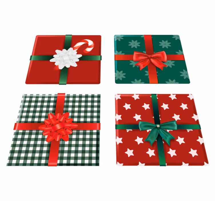 Tapis vinyle noël paquet de carreaux cadeaux - TenStickers