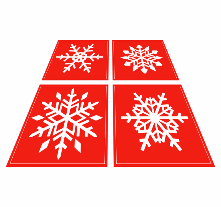 Tapis vinyle noël flocons rouges sur carreaux - TenStickers