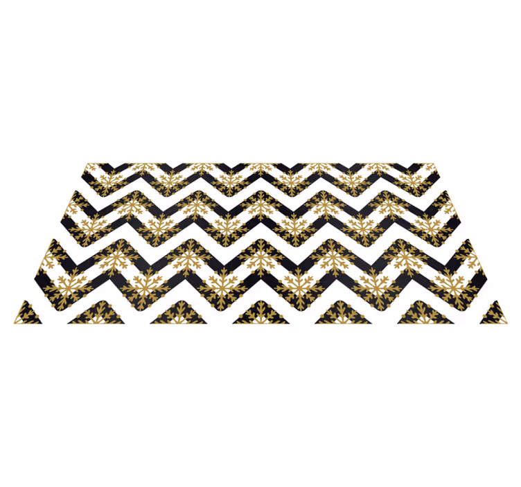 Tapis vinyle noël flocons dorés sur rayures zigzag - TenStickers