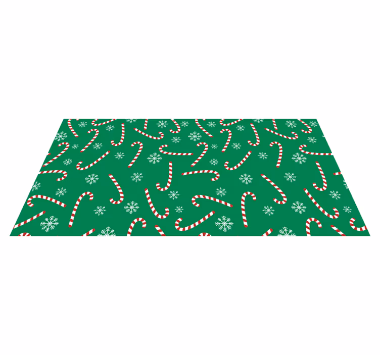 Tapis vinyle noël motif canne à sucre - TenStickers