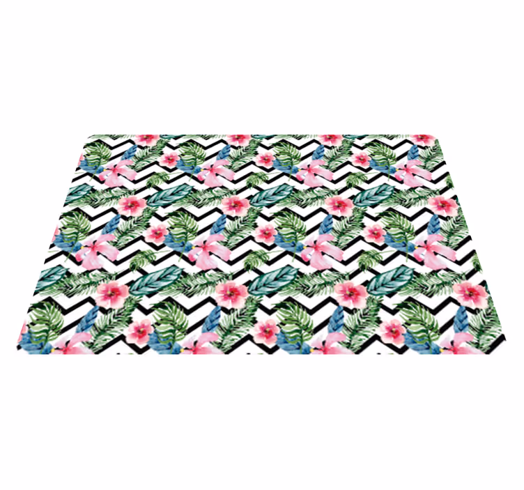 Tapis vinyle plantes zigzag tropical vert - TenStickers