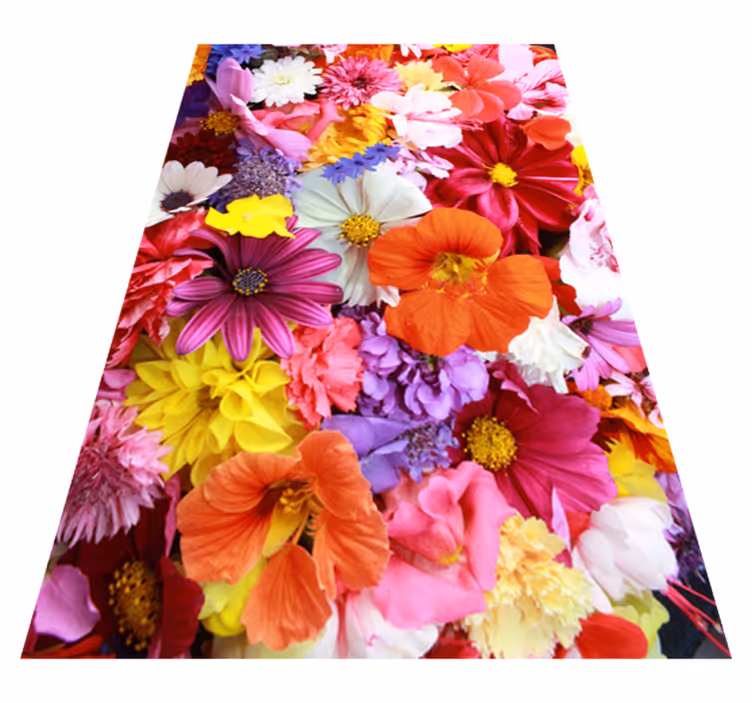 Tapis vinyle plantes avec de nombreuses fleurs colorées - TenStickers