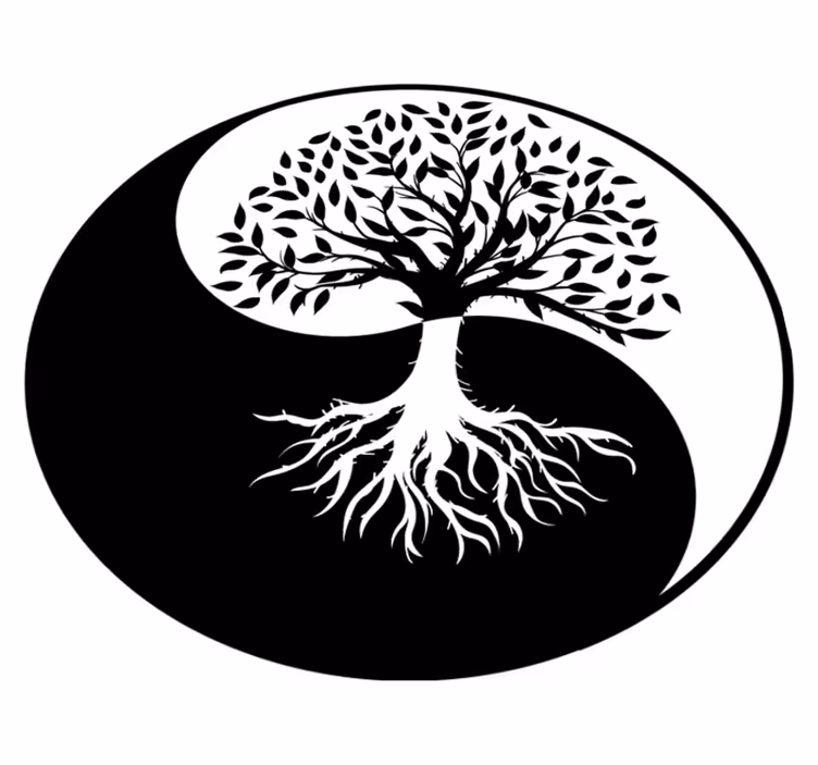 Tapis vinyle plantes arbre de vie ying et yang - TenStickers