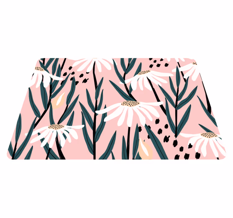 Tapis vinyle plantes marguerites sur fond rose - TenStickers