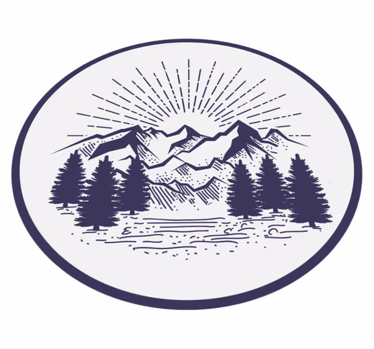 Tapis vinyle plantes paysage de montagne rond - TenStickers