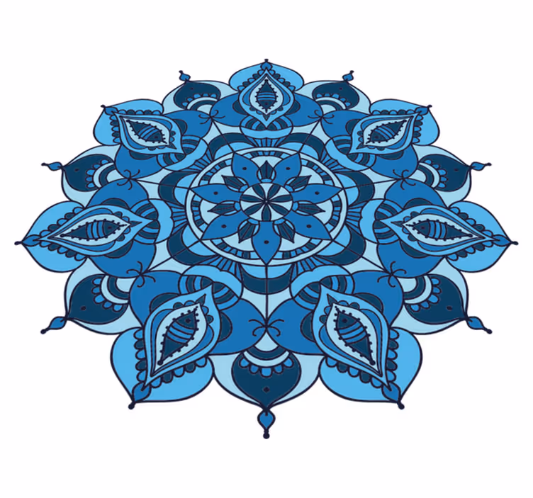 Tapis vinyle plantes mandala bleu complexe - TenStickers