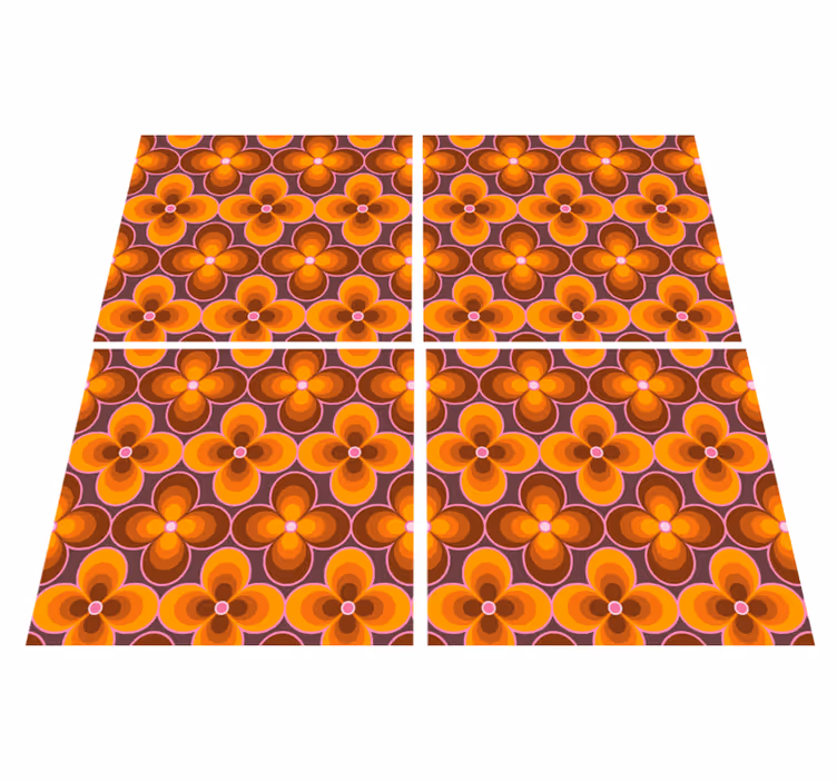Tapis vinyle plantes carreaux inspirés de la botanique - TenStickers