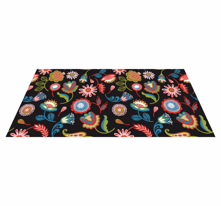 Tapis vinyle plantes motif folklorique coloré - TenStickers