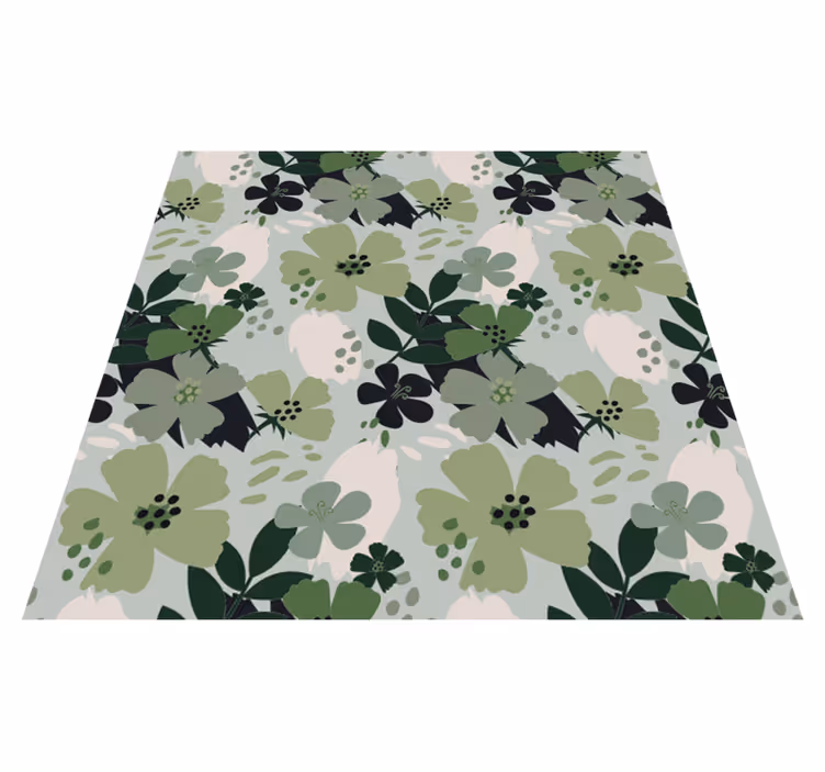 Tapis vinyle plantes motifs floraux tons verts - TenStickers