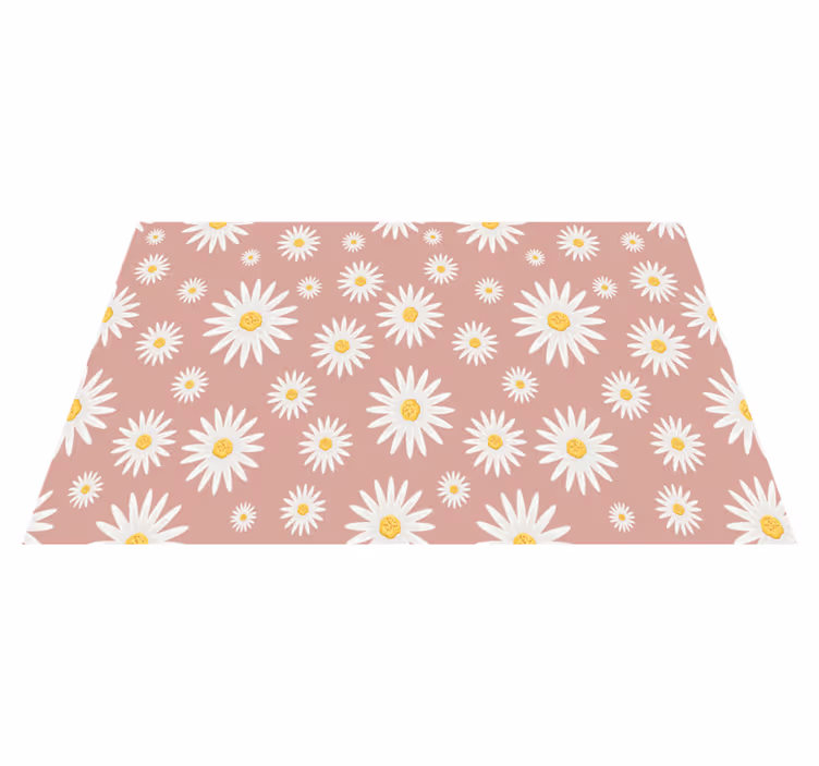 Tapis vinyle plantes motif marguerites roses mignonnes - TenStickers