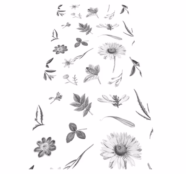 Tapis vinyle plantes fleurs grises printemps - TenStickers