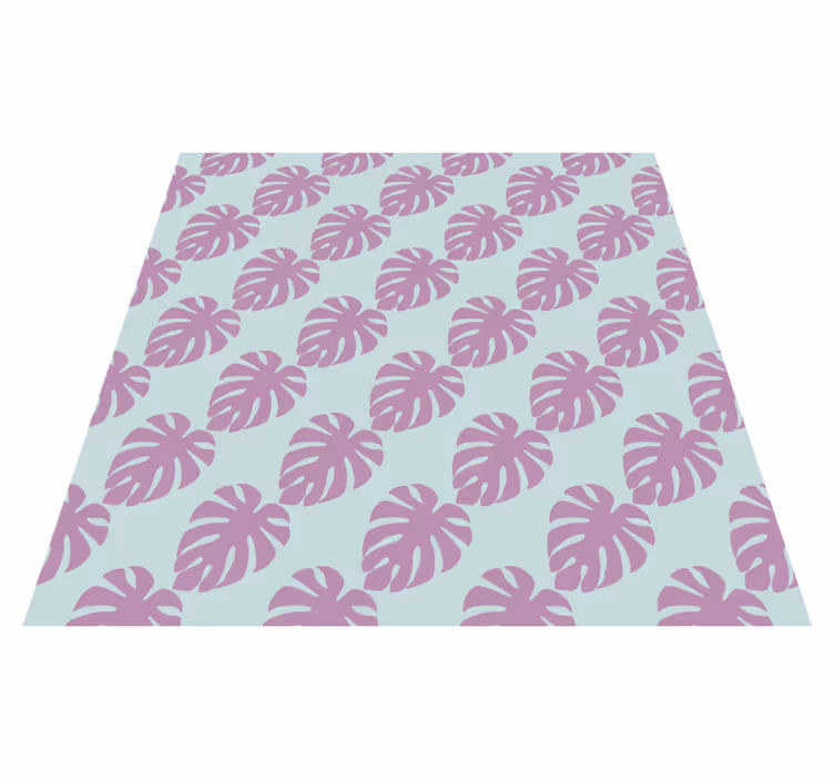 Tapis vinyle plantes motifs feuilles bleues et roses - TenStickers