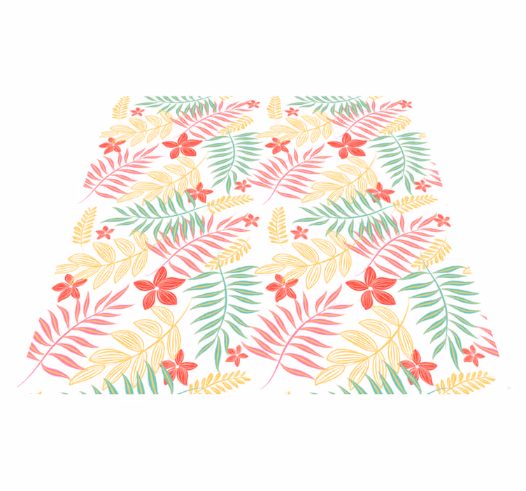 Tapis vinyle plantes design feuilles néon - TenStickers