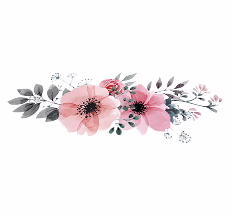 Tapis vinyle plantes coquelicots aquarelle - TenStickers