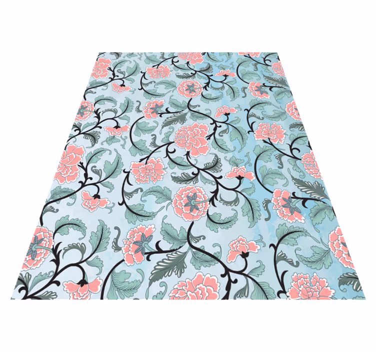 Tapis vinyle plantes fleurs japonaises autocollant - TenStickers