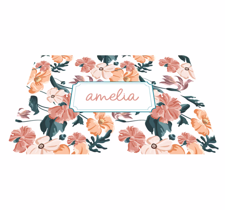 Tapis vinyle plantes motif fleurs pastel magnifiques - TenStickers