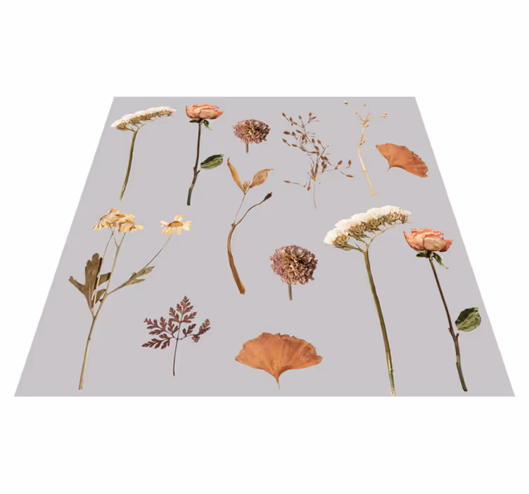 Tapis vinyle plantes motifs feuilles fleurs séchées - TenStickers
