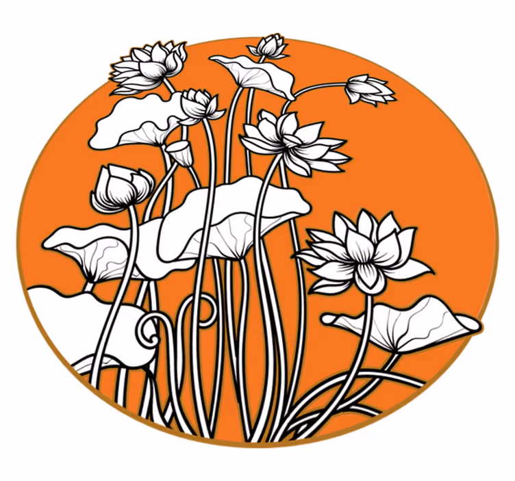 Tapis vinyle plantes illustration de lotus - TenStickers