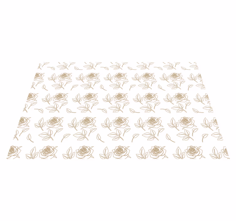 Tapis vinyle plantes motif roses détaillées fond beige - TenStickers