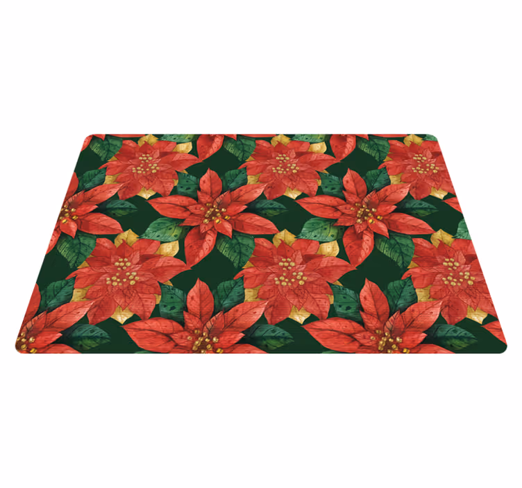 Tapis vinyle plantes motif de noël rouge et vert - TenStickers