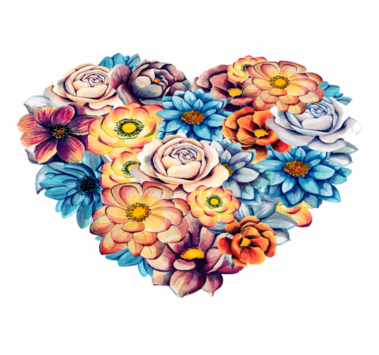 Tapis vinyle plantes cœur magnifique rempli de fleurs - TenStickers