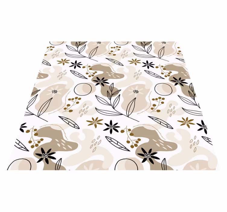 Tapis vinyle plantes motif feuilles roses et beiges - TenStickers