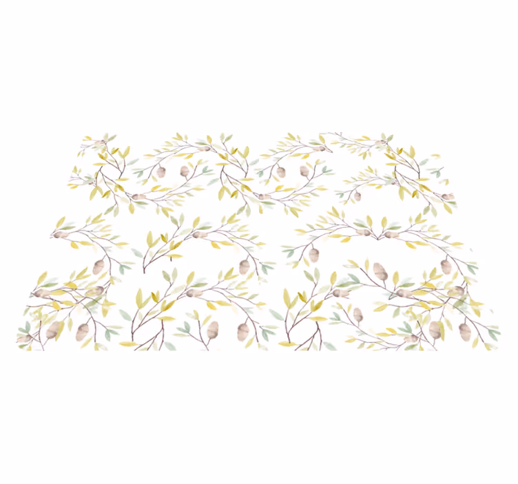 Tapis vinyle plantes motif feuilles vertes aquarelle - TenStickers