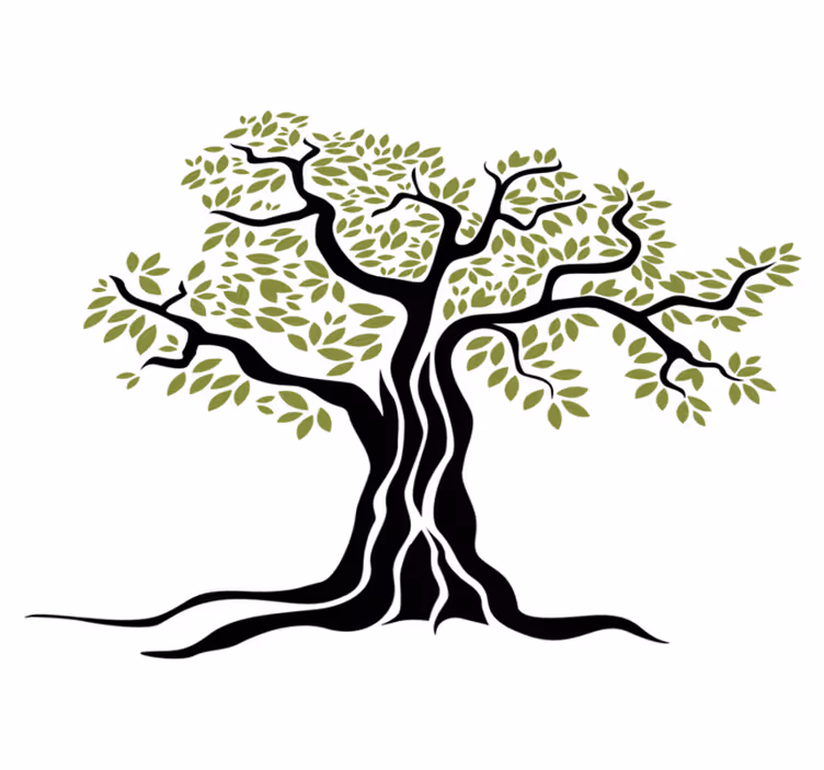 Tapis vinyle plantes arbre olive noir aux feuilles vertes - TenStickers