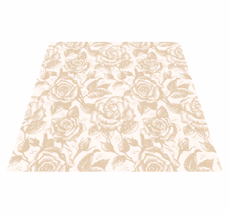 Tapis vinyle salle à manger roses vintage beige - TenStickers