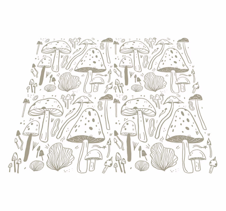 Tapis vinyle salle à manger motif champignons beige - TenStickers