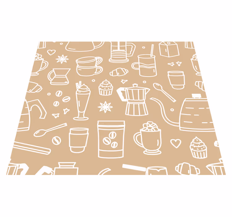 Tapis vinyle cuisine motif tasses et verres - TenStickers