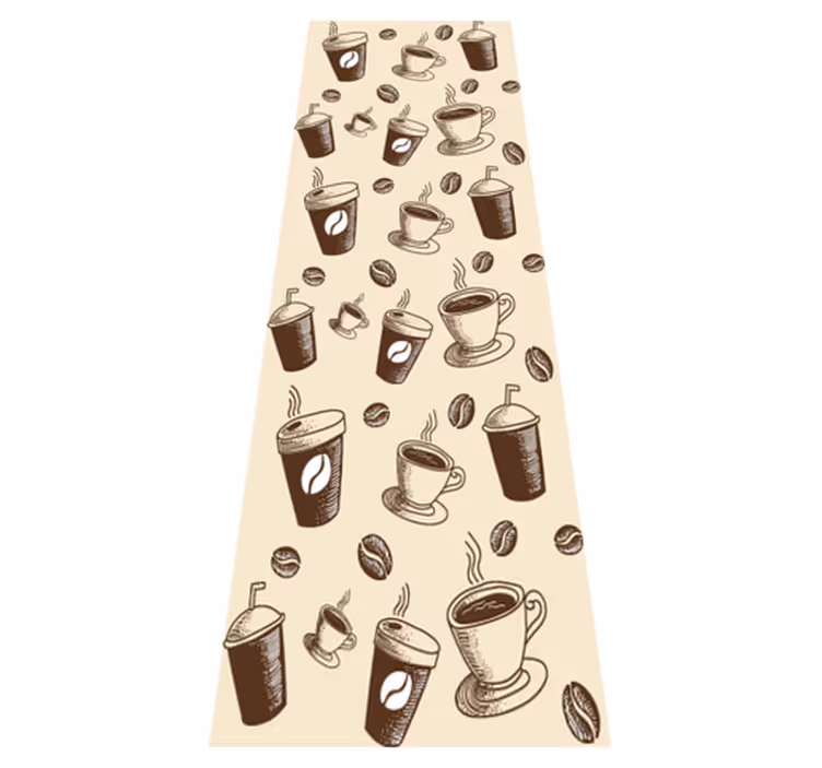 Tapis vinyle cuisine motif café avec tasses - TenStickers