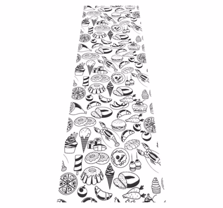 Tapis vinyle cuisine motif gribouillis alimentaires - TenStickers