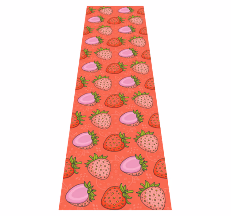 Tapis vinyle cuisine fraises rouges et roses sans couture - TenStickers