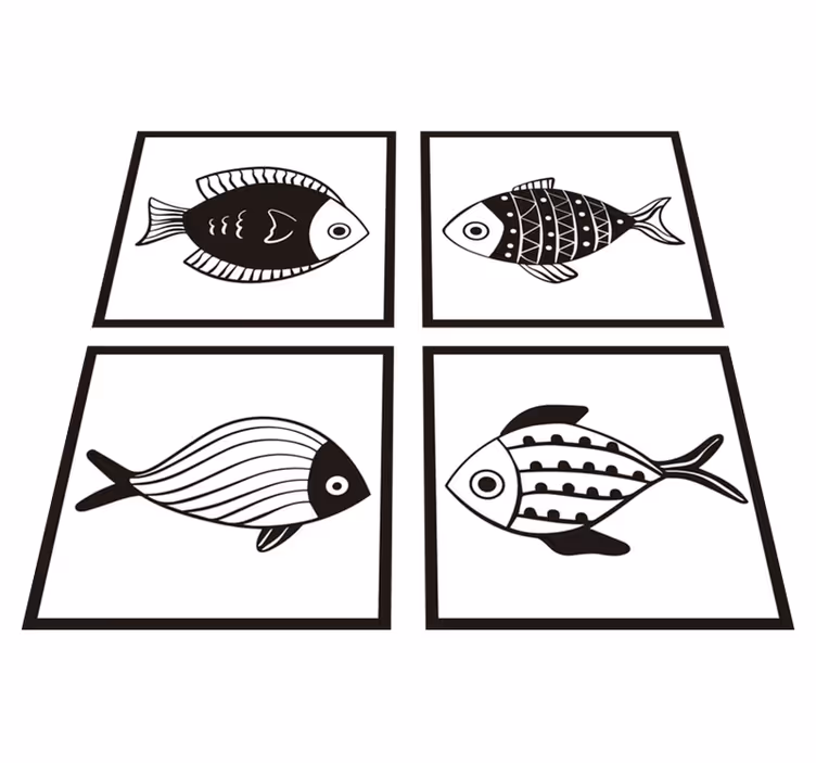 Tapis vinyle salle de bain motifs de poissons élégants - TenStickers