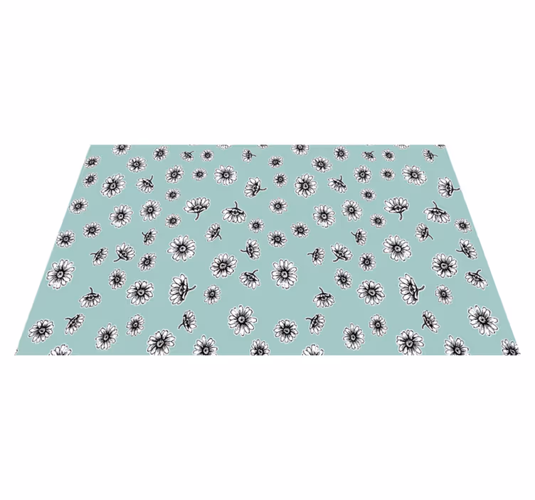 Tapis vinyle plantes motif mignon avec marguerites blanches - TenStickers