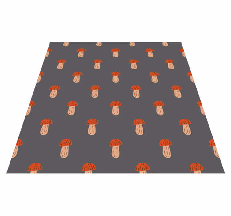 Tapis vinyle plantes champignons classiques fond gris - TenStickers