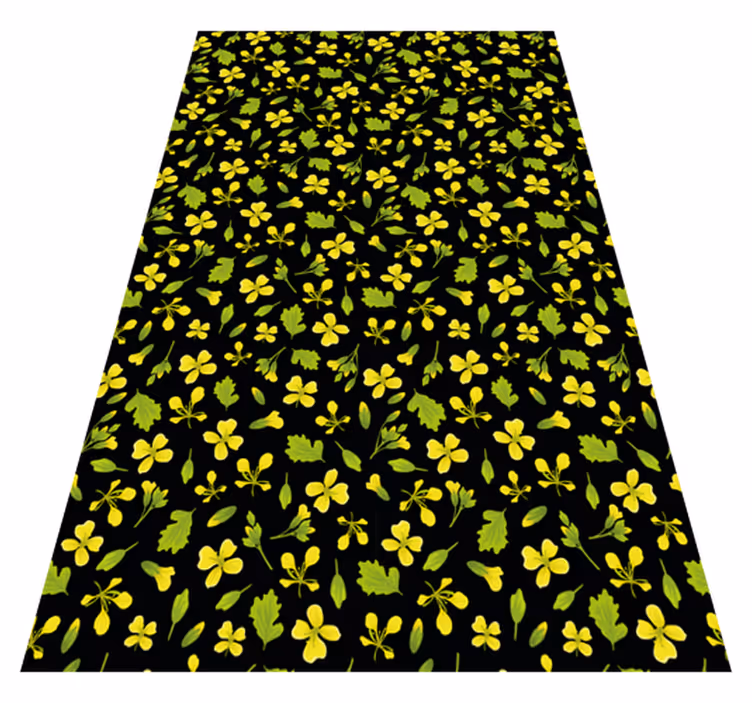 Tapis vinyle plantes fond noir et jaune - TenStickers