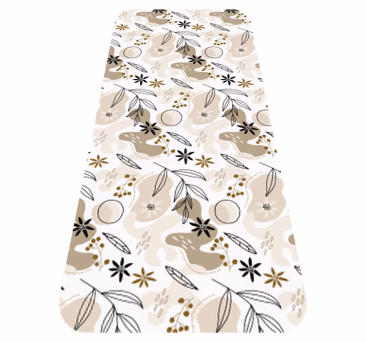 Tapis vinyle plantes motif élégant feuilles roses et beiges - TenStickers