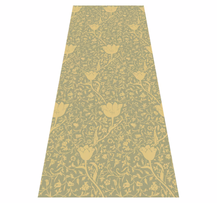 Tapis vinyle plantes motif floral subtil or et vert - TenStickers